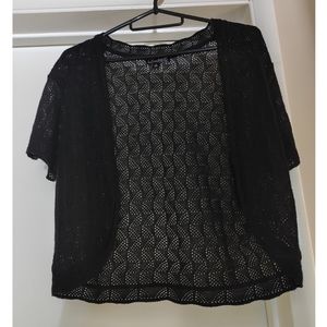 Black Short Sleeve Lace Cardigan